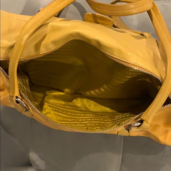 Authentic Prada Yellow Tessuto Nylon Buffalo Leather Easy Shoulder Tote … - Picture 6 of 14